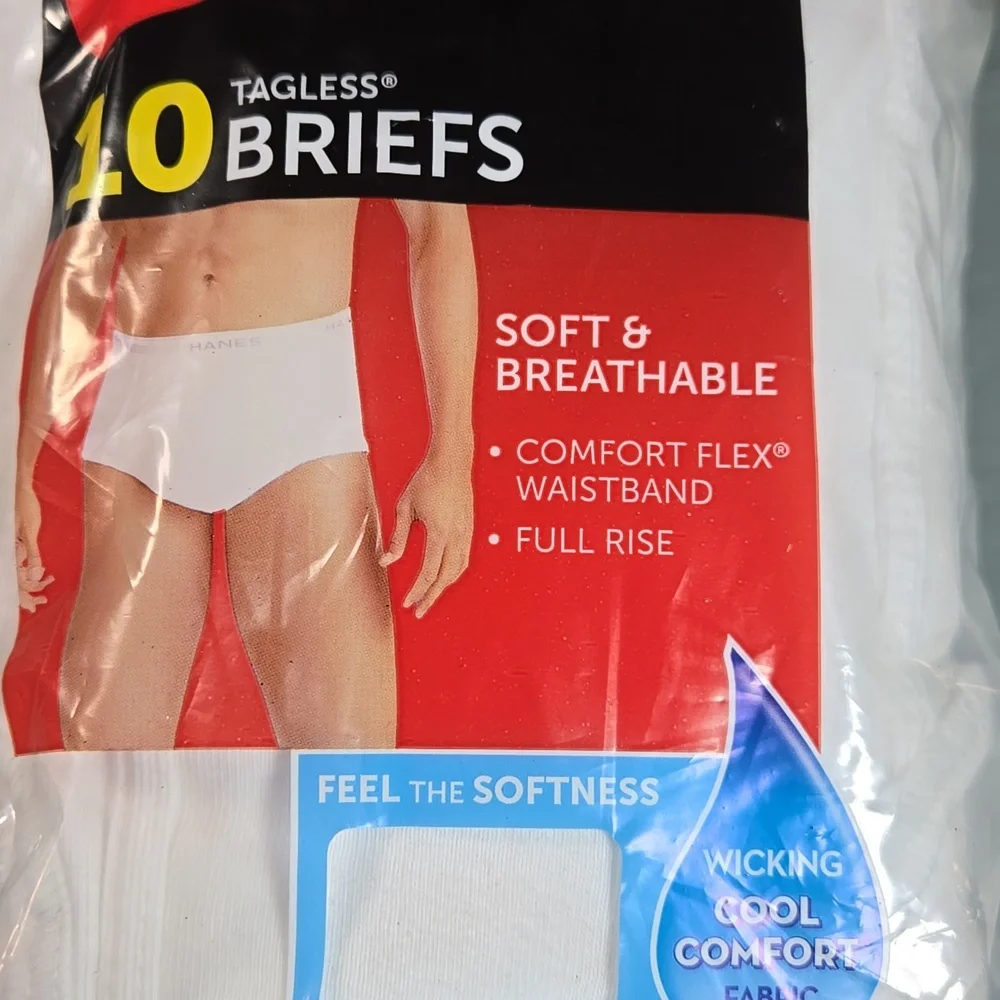 Hanes Men's Tagless Briefs 10 Pack - White 2XL Wicking Cool Comfort